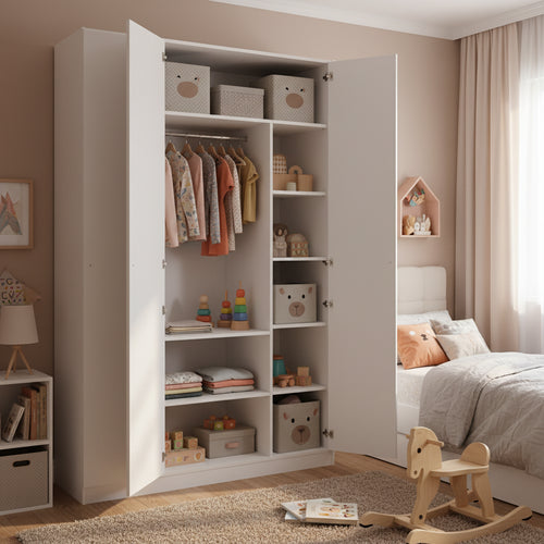 Palace Imports 100% Solid Wood Set of 4 Small Shelves for Family Wardrobe Armoires
