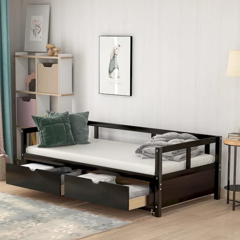 Lit de repos extensible avec deux tiroirs