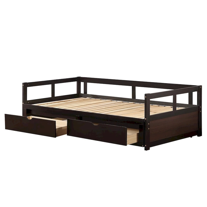 Lit de repos extensible avec deux tiroirs