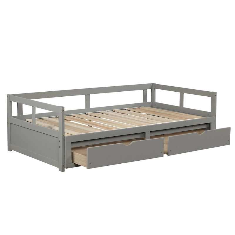 Lit de repos extensible avec deux tiroirs