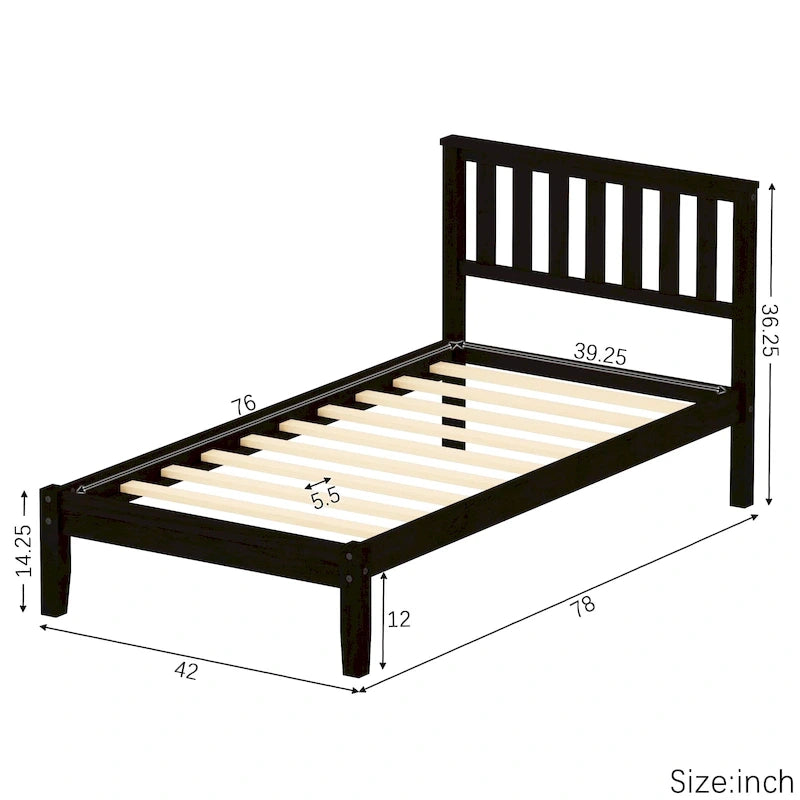 Lit plateforme une place avec tête de lit