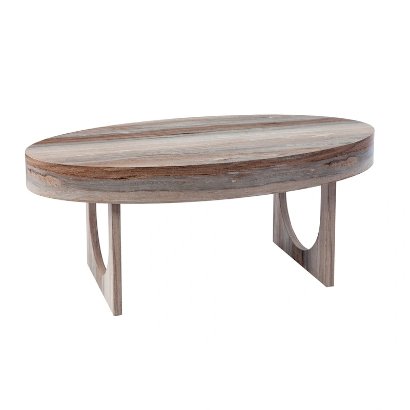 Table basse contemporaine en faux cuir marron