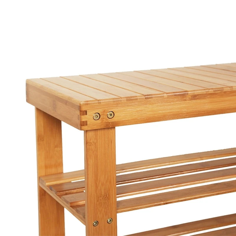 Banc à chaussures 3 niveaux en bambou