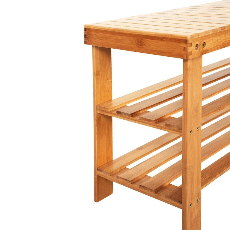 Banc à chaussures 3 niveaux en bambou