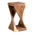 Table d'appoint sculptée en bois naturel
