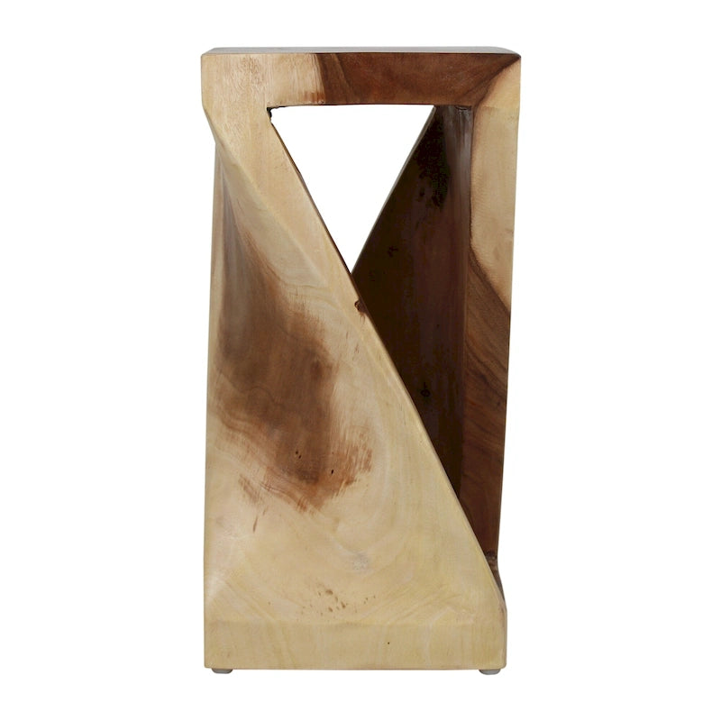 Table d'appoint sculptée en bois naturel