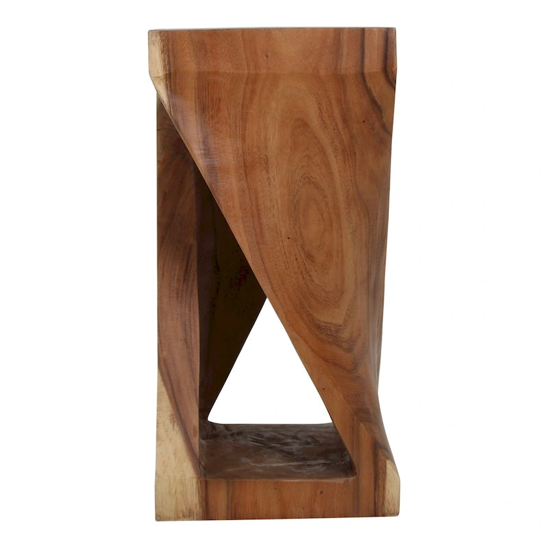 Table d'appoint sculptée en bois naturel