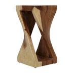 Table d'appoint sculptée en bois naturel