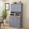 Buffet 71" avec vaisselier, armoire de rangement de cuisine de style campagnard avec plan de travail pour micro-ondes, tiroir