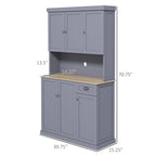 Buffet 71" avec vaisselier, armoire de rangement de cuisine de style campagnard avec plan de travail pour micro-ondes, tiroir