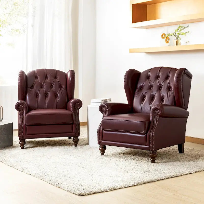 Fauteuil club en cuir classique avec clous décoratifs