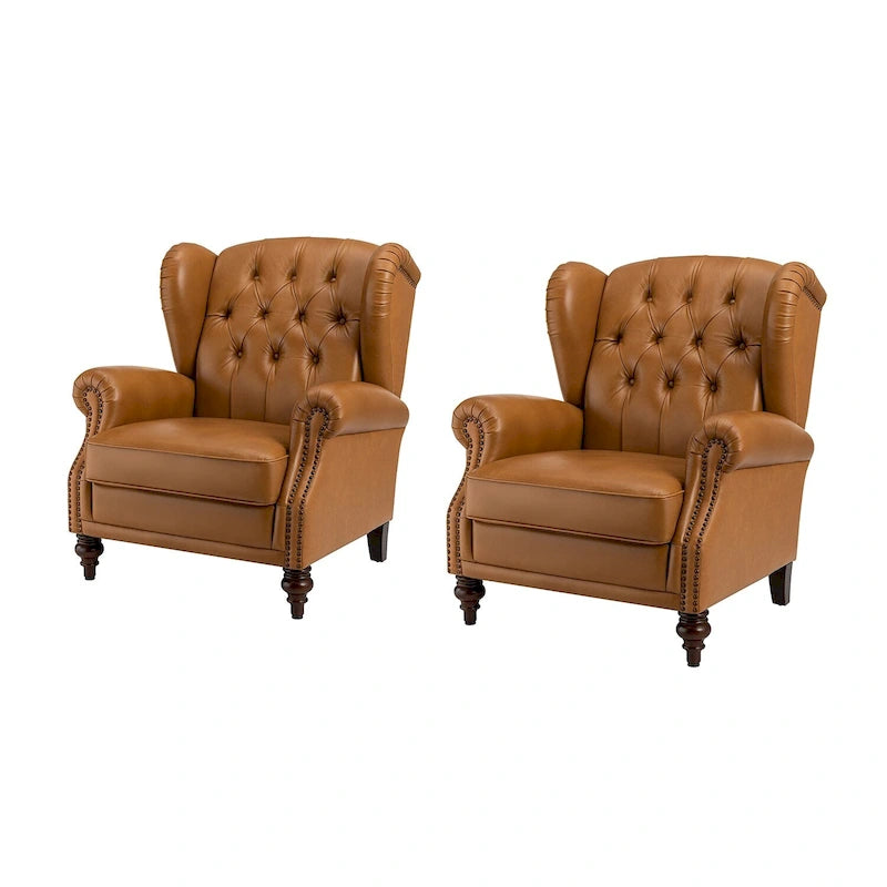 Fauteuil club en cuir classique avec clous décoratifs