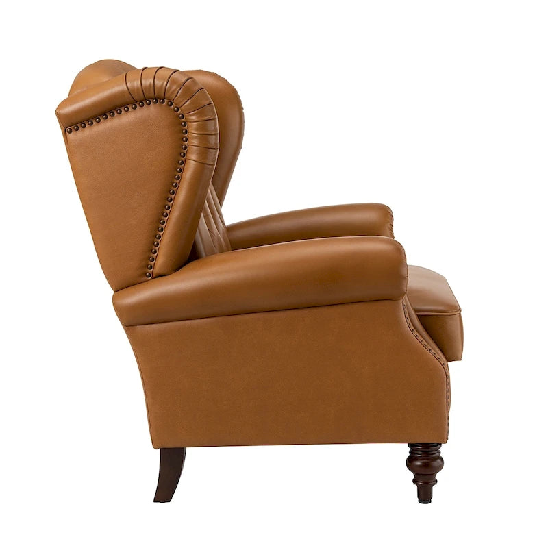 Fauteuil club en cuir classique avec clous décoratifs