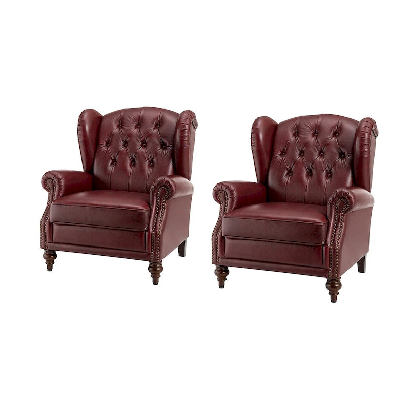 Fauteuil club en cuir classique avec clous décoratifs