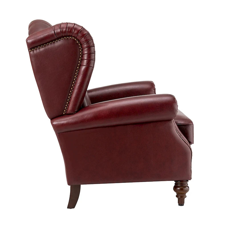 Fauteuil club en cuir classique avec clous décoratifs