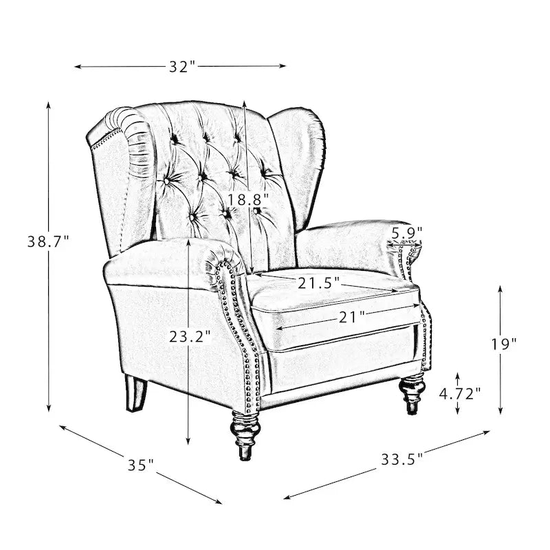 Fauteuil club en cuir classique avec clous décoratifs
