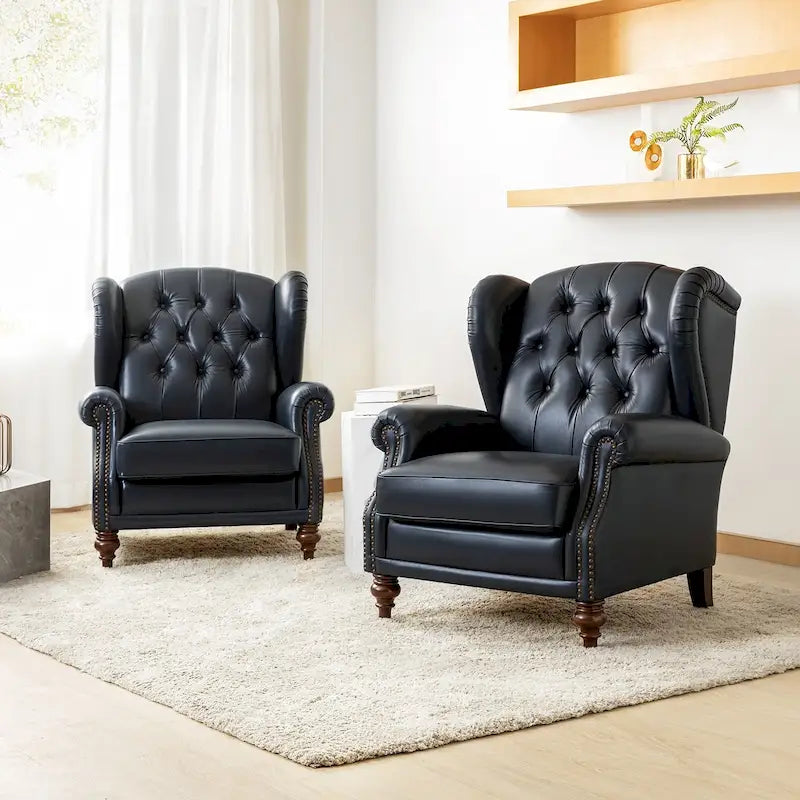 Fauteuil club en cuir classique avec clous décoratifs