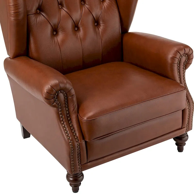Fauteuil club en cuir classique avec clous décoratifs