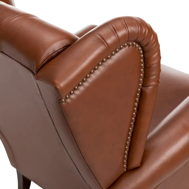 Fauteuil club en cuir classique avec clous décoratifs