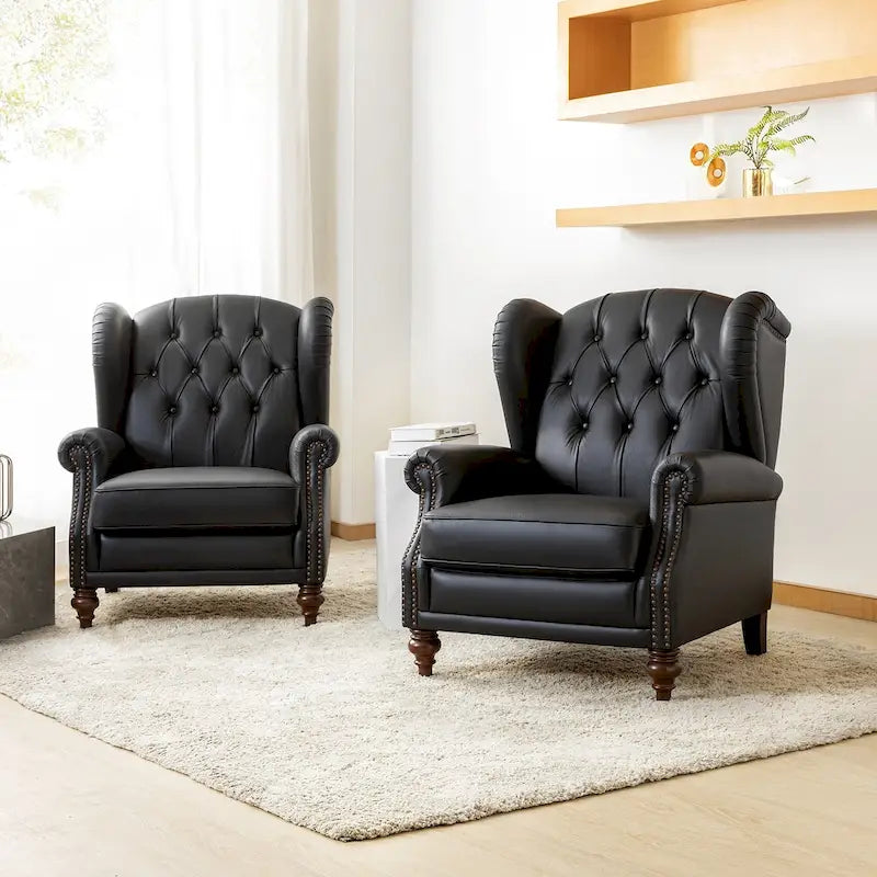 Fauteuil club en cuir classique avec clous décoratifs