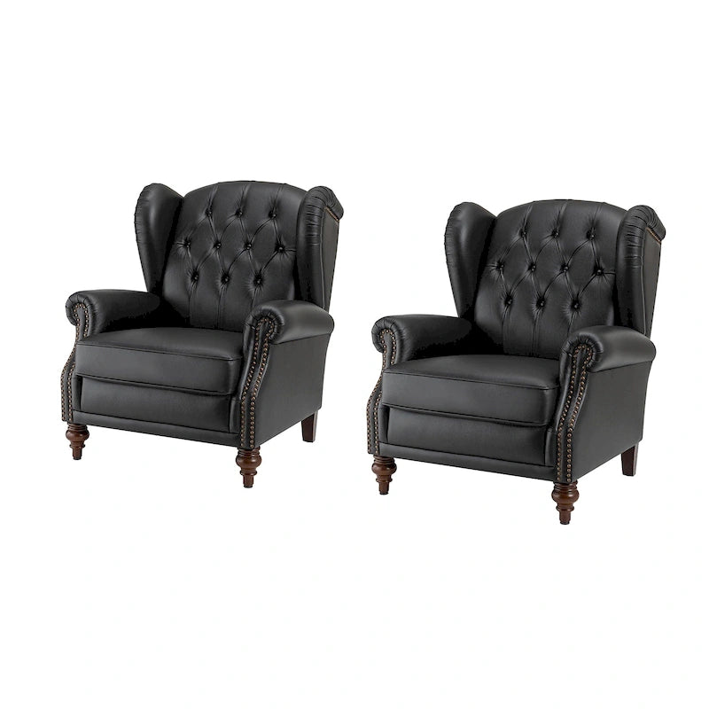 Fauteuil club en cuir classique avec clous décoratifs
