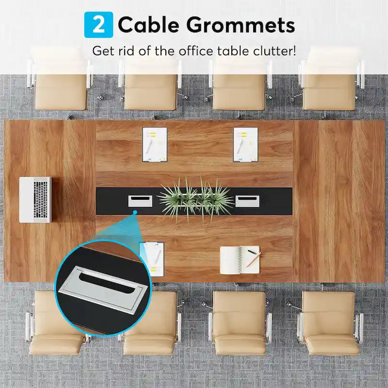 Table de conférence de 2,4 m, grande table de réunion pour 10 personnes, montage facile