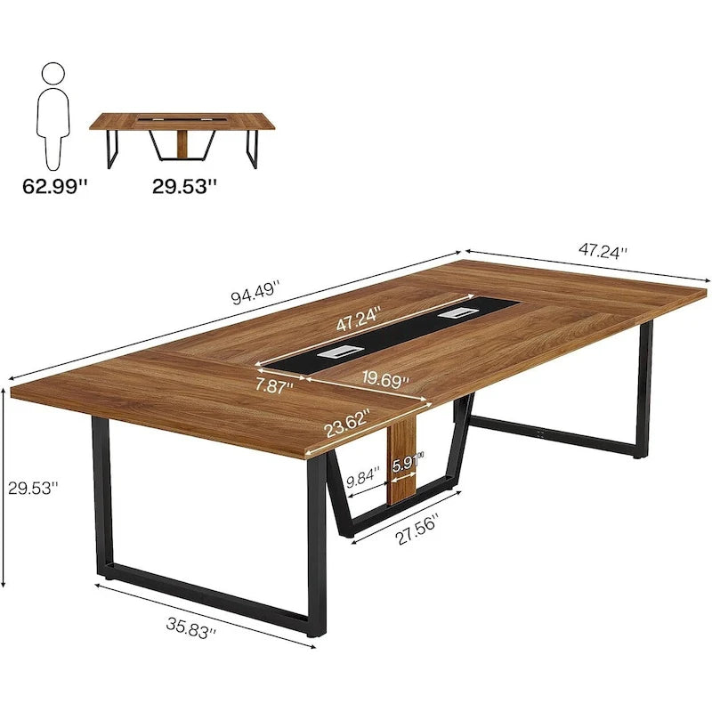 Table de conférence de 2,4 m, grande table de réunion pour 10 personnes, montage facile