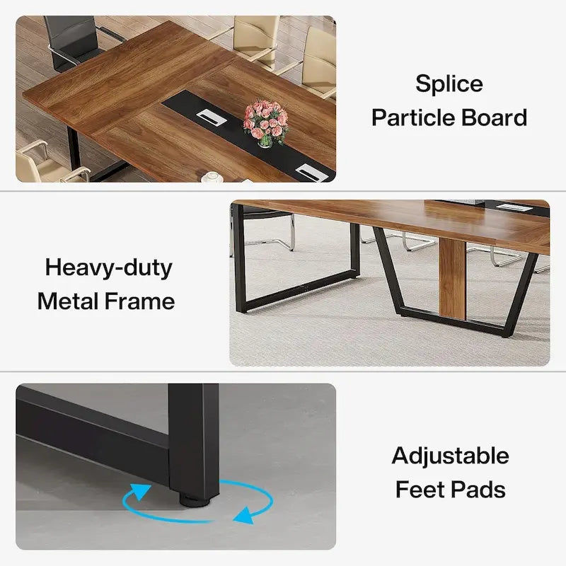 Table de conférence de 2,4 m, grande table de réunion pour 10 personnes, montage facile