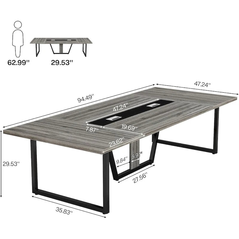 Table de conférence de 2,4 m, grande table de réunion pour 10 personnes, montage facile