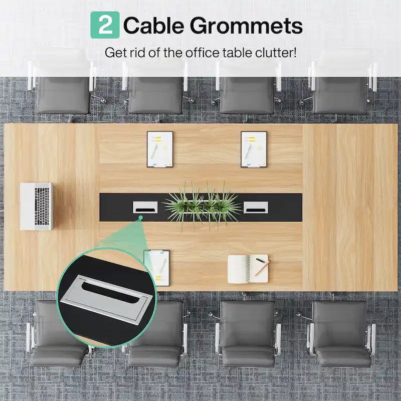 Table de conférence de 2,4 m, grande table de réunion pour 10 personnes, montage facile
