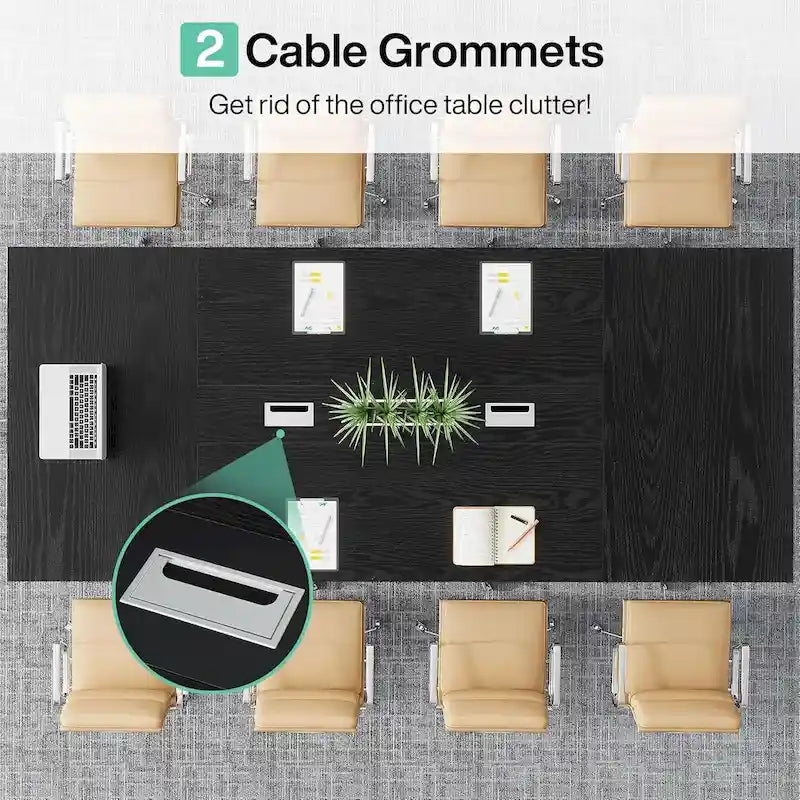 Table de conférence de 2,4 m, grande table de réunion pour 10 personnes, montage facile