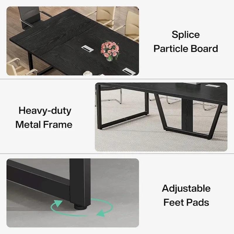Table de conférence de 2,4 m, grande table de réunion pour 10 personnes, montage facile
