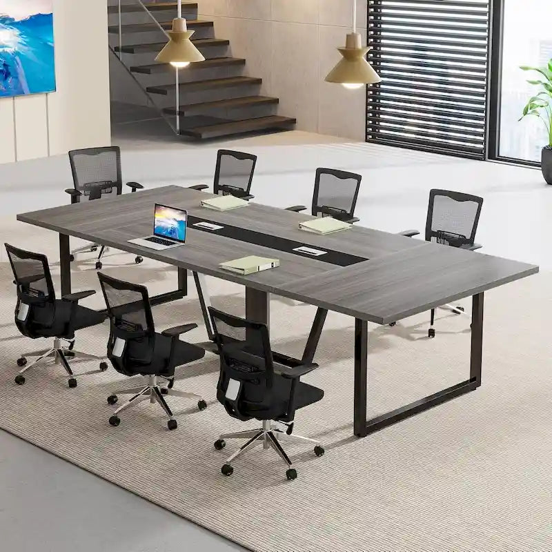 Table de conférence de 2,4 m, grande table de réunion pour 10 personnes, montage facile