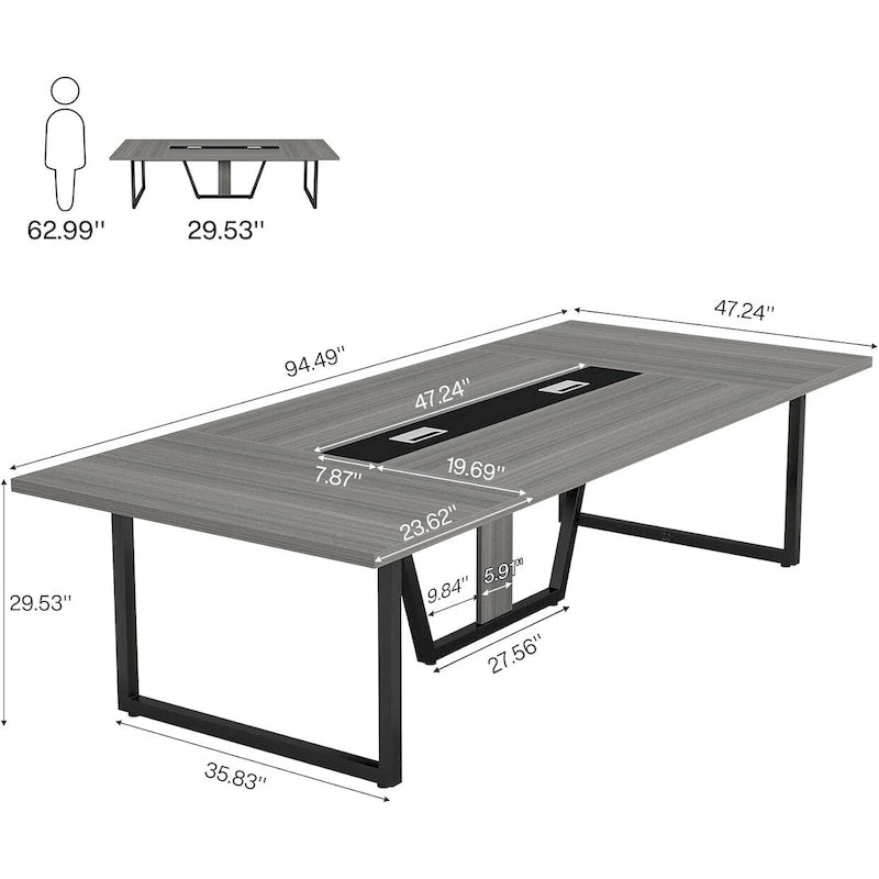 Table de conférence de 2,4 m, grande table de réunion pour 10 personnes, montage facile