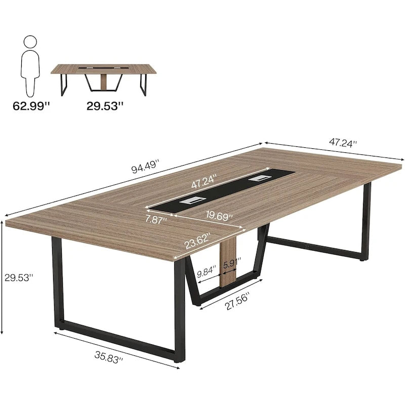 Table de conférence de 2,4 m, grande table de réunion pour 10 personnes, montage facile
