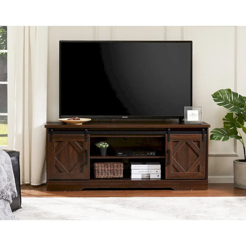 Meuble TV / Armoire de rangement en bois avec porte coulissante de style ferme
