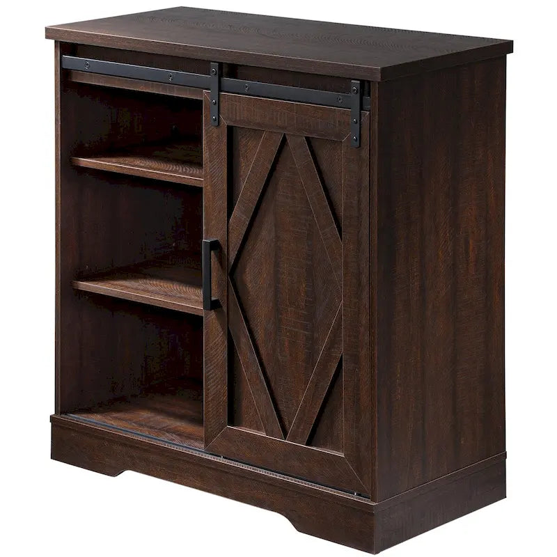 Meuble TV / Armoire de rangement en bois avec porte coulissante de style ferme