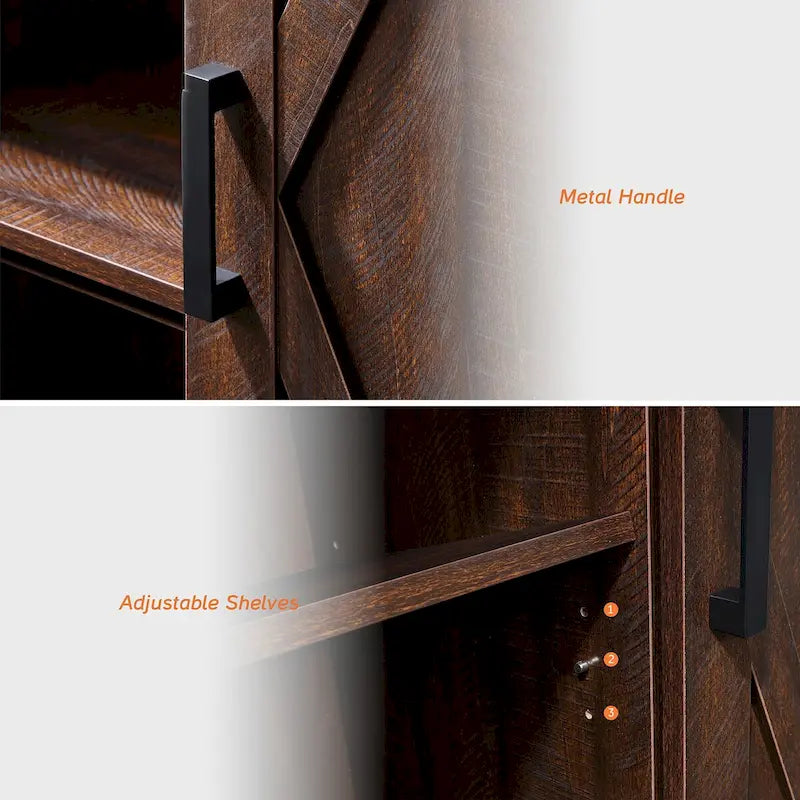 Meuble TV / Armoire de rangement en bois avec porte coulissante de style ferme