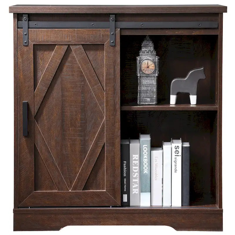 Meuble TV / Armoire de rangement en bois avec porte coulissante de style ferme