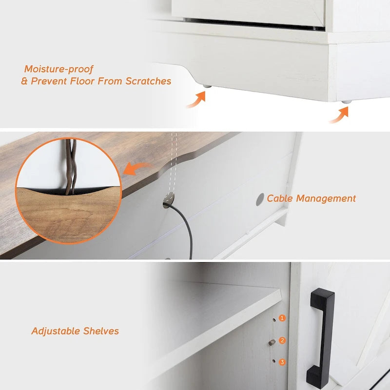 Meuble TV / Armoire de rangement en bois avec porte coulissante de style ferme