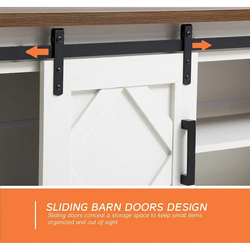 Meuble TV / Armoire de rangement en bois avec porte coulissante de style ferme