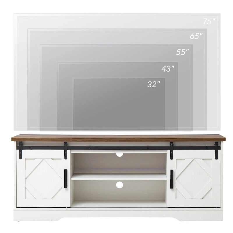 Meuble TV / Armoire de rangement en bois avec porte coulissante de style ferme