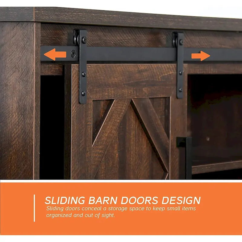 Meuble TV / Armoire de rangement en bois avec porte coulissante de style ferme
