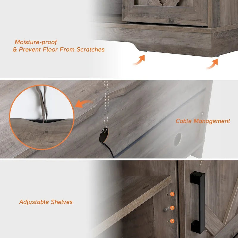 Meuble TV / Armoire de rangement en bois avec porte coulissante de style ferme
