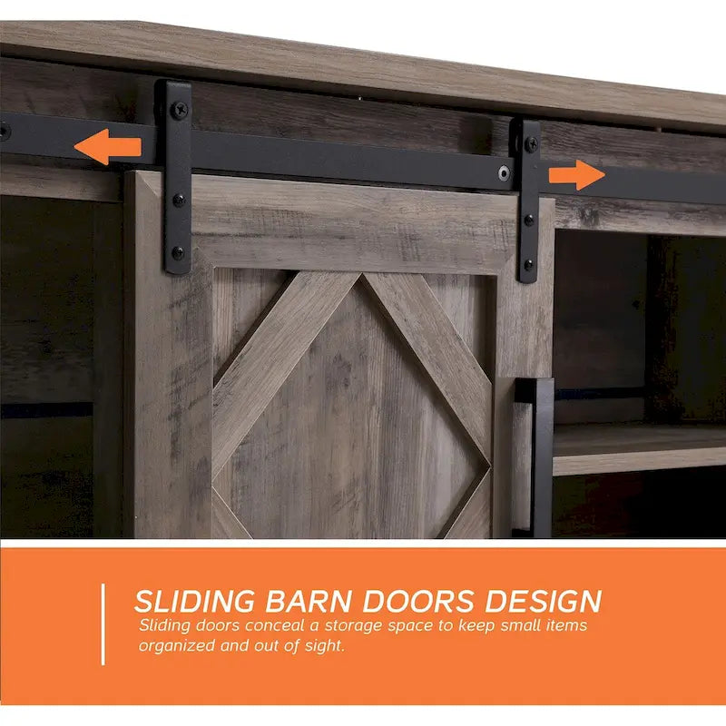 Meuble TV / Armoire de rangement en bois avec porte coulissante de style ferme