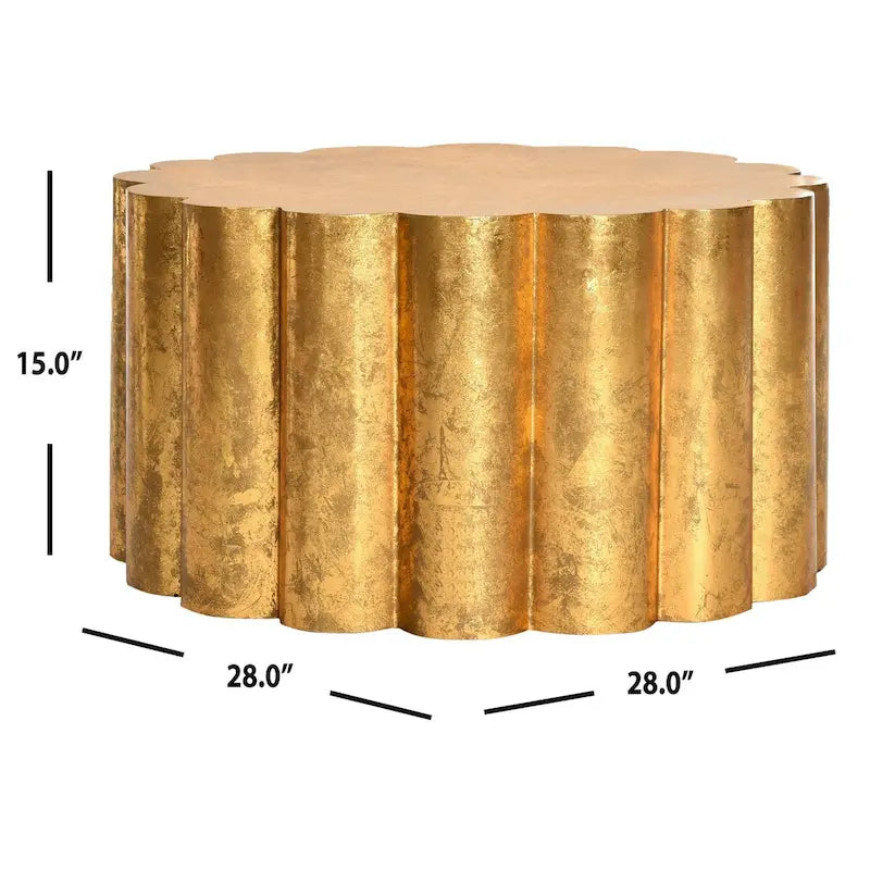 Table basse Tambour doré - 71 cm (L) x 71 cm (P) x 38 cm (H)