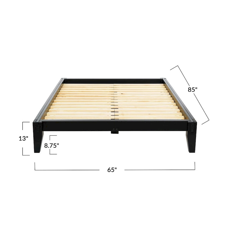 Lit plateforme en bois massif avec assemblage japonais