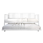 Lit de repos métallique contemporain de taille double avec lit gigogne