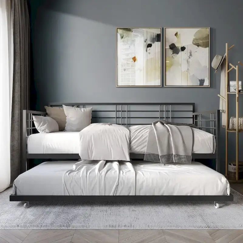 CraftPorch Contemporary Twin Size Metal Daybed with Trundle
