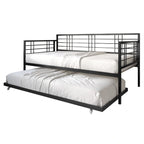 Lit de repos métallique contemporain de taille double avec lit gigogne